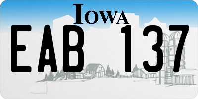 IA license plate EAB137