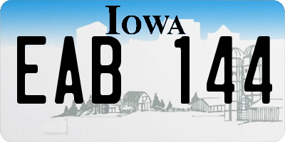 IA license plate EAB144