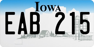 IA license plate EAB215