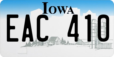 IA license plate EAC410