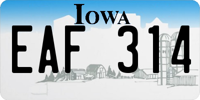 IA license plate EAF314