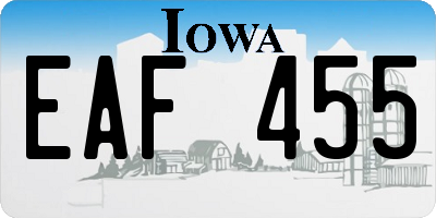 IA license plate EAF455