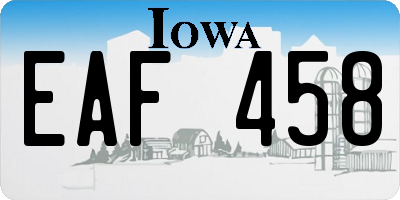 IA license plate EAF458