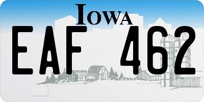 IA license plate EAF462