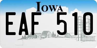 IA license plate EAF510