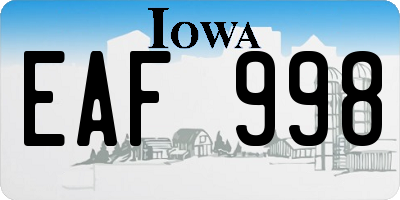 IA license plate EAF998