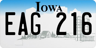 IA license plate EAG216