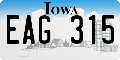 IA license plate EAG315