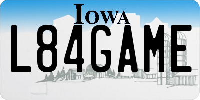 IA license plate L84GAME
