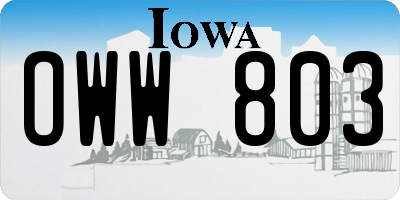 IA license plate OWW803