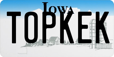 IA license plate TOPKEK