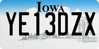 IA license plate YE13DZX
