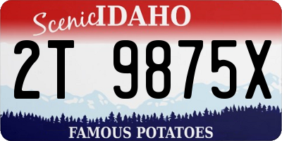 ID license plate 2T9875X