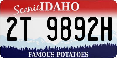 ID license plate 2T9892H