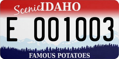ID license plate E001003