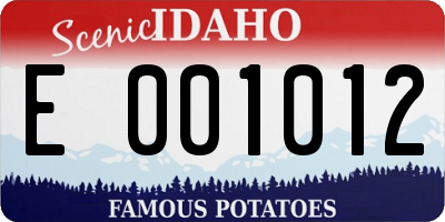 ID license plate E001012