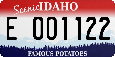 ID license plate E001122