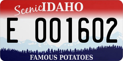 ID license plate E001602