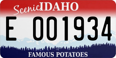 ID license plate E001934
