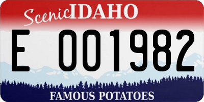 ID license plate E001982
