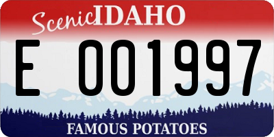 ID license plate E001997