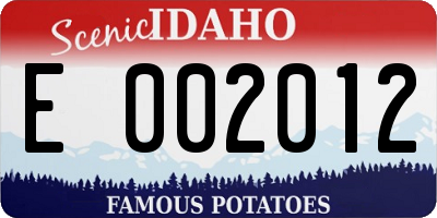 ID license plate E002012