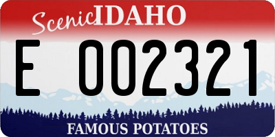ID license plate E002321