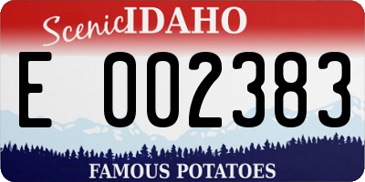 ID license plate E002383