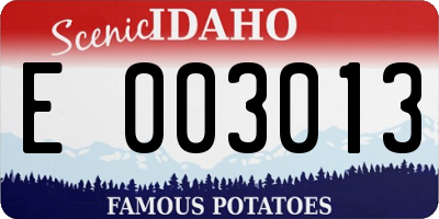 ID license plate E003013