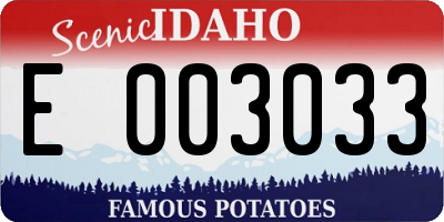 ID license plate E003033