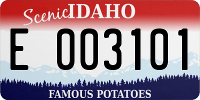 ID license plate E003101