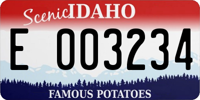 ID license plate E003234
