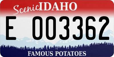 ID license plate E003362