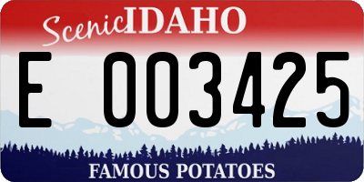 ID license plate E003425