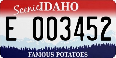ID license plate E003452