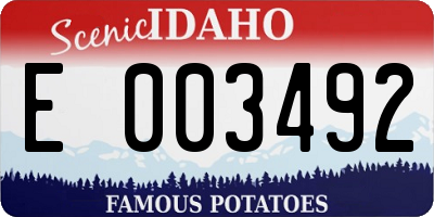 ID license plate E003492