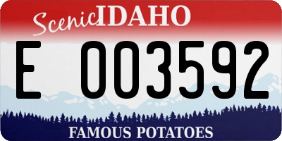 ID license plate E003592