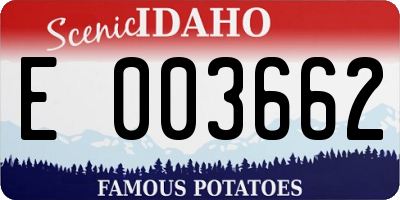 ID license plate E003662