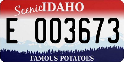 ID license plate E003673