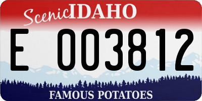 ID license plate E003812