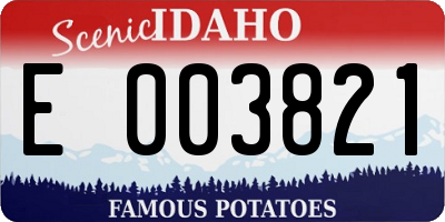 ID license plate E003821