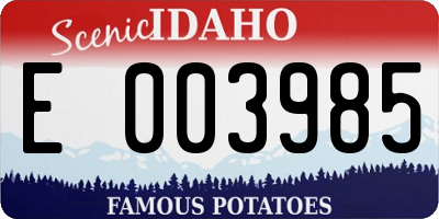 ID license plate E003985