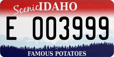 ID license plate E003999