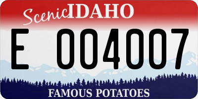 ID license plate E004007