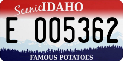 ID license plate E005362