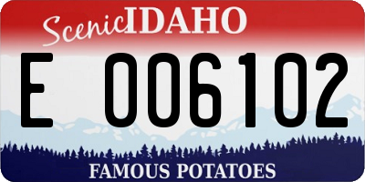 ID license plate E006102