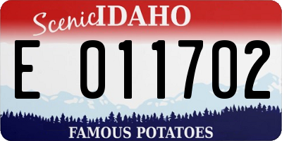 ID license plate E011702