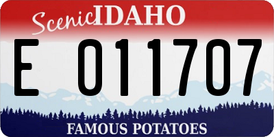 ID license plate E011707
