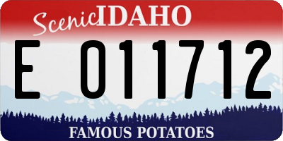 ID license plate E011712