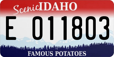 ID license plate E011803